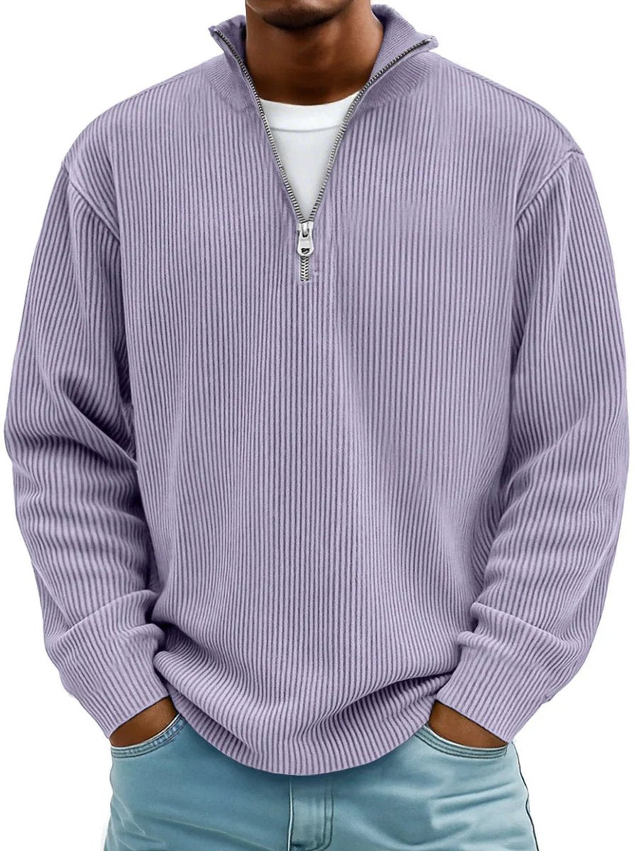 Mees | Heren Gebreide Quarter-Zip Pullover Sweater Ribstof