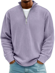 Mees | Heren Gebreide Quarter-Zip Pullover Sweater Ribstof