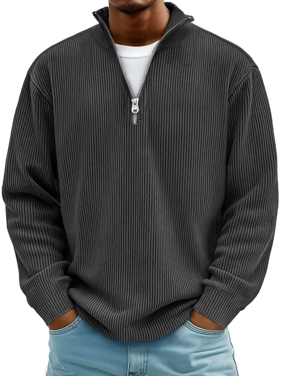 Mees | Heren Gebreide Quarter-Zip Pullover Sweater Ribstof