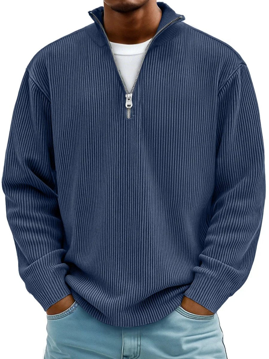 Mees | Heren Gebreide Quarter-Zip Pullover Sweater Ribstof