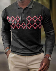 Finn | Heren Geometrisch Gebreide Polokraag Pullover Sweater
