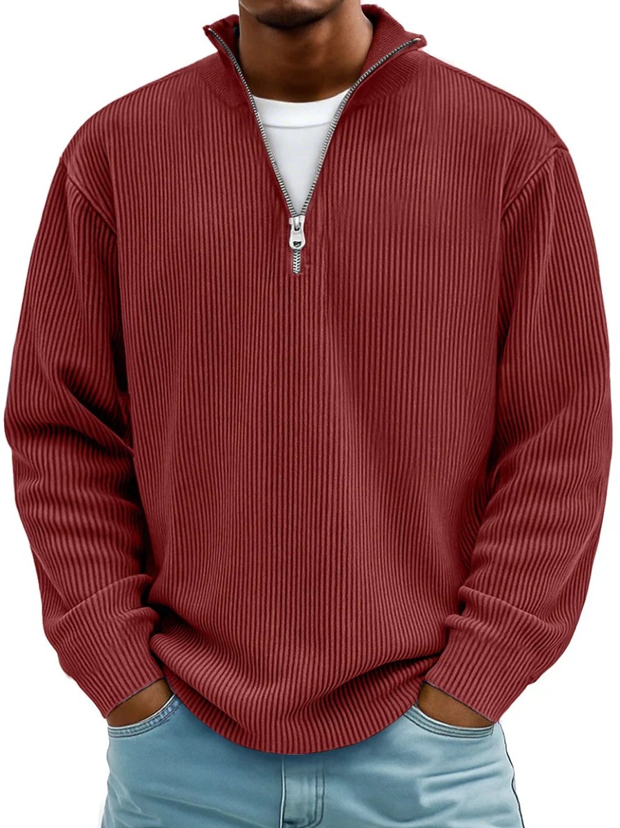 Liam | Heren Geribbelde Half-Zip Pullover Sweater