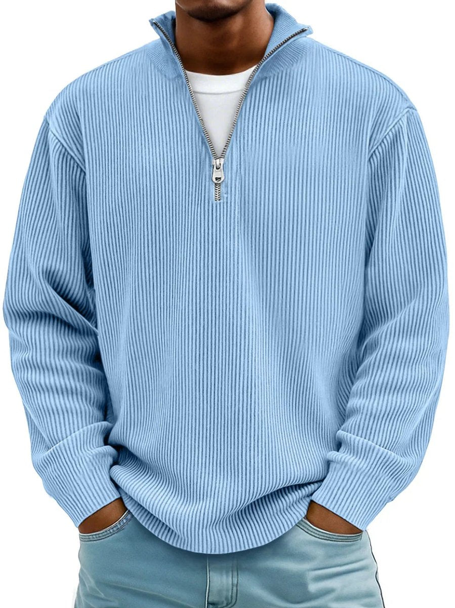 Liam | Heren Geribbelde Half-Zip Pullover Sweater