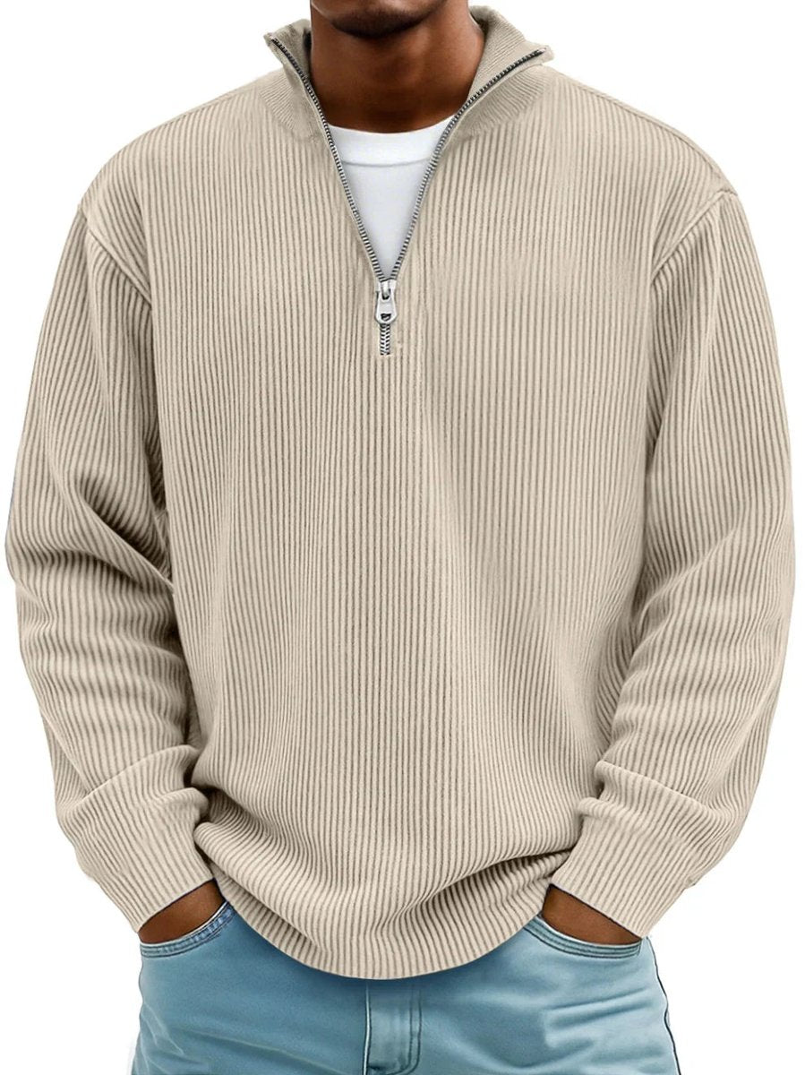 Liam | Heren Geribbelde Half-Zip Pullover Sweater