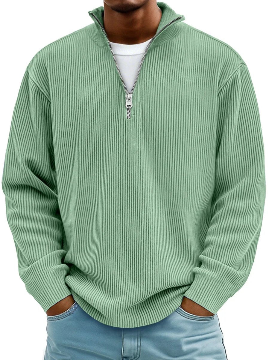 Liam | Heren Geribbelde Half-Zip Pullover Sweater