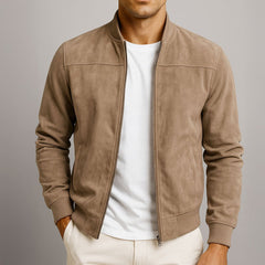 Finn | Heren Suède Bomber Jacket Slim-Fit Ritsluiting