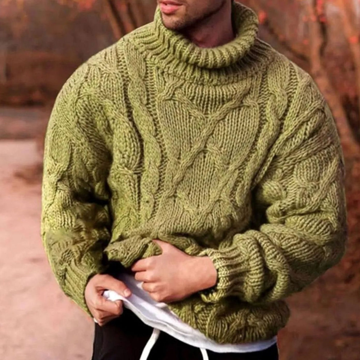 Alexander | Herren Dicker Zopfstrick-Rollkragenpullover für den Winter