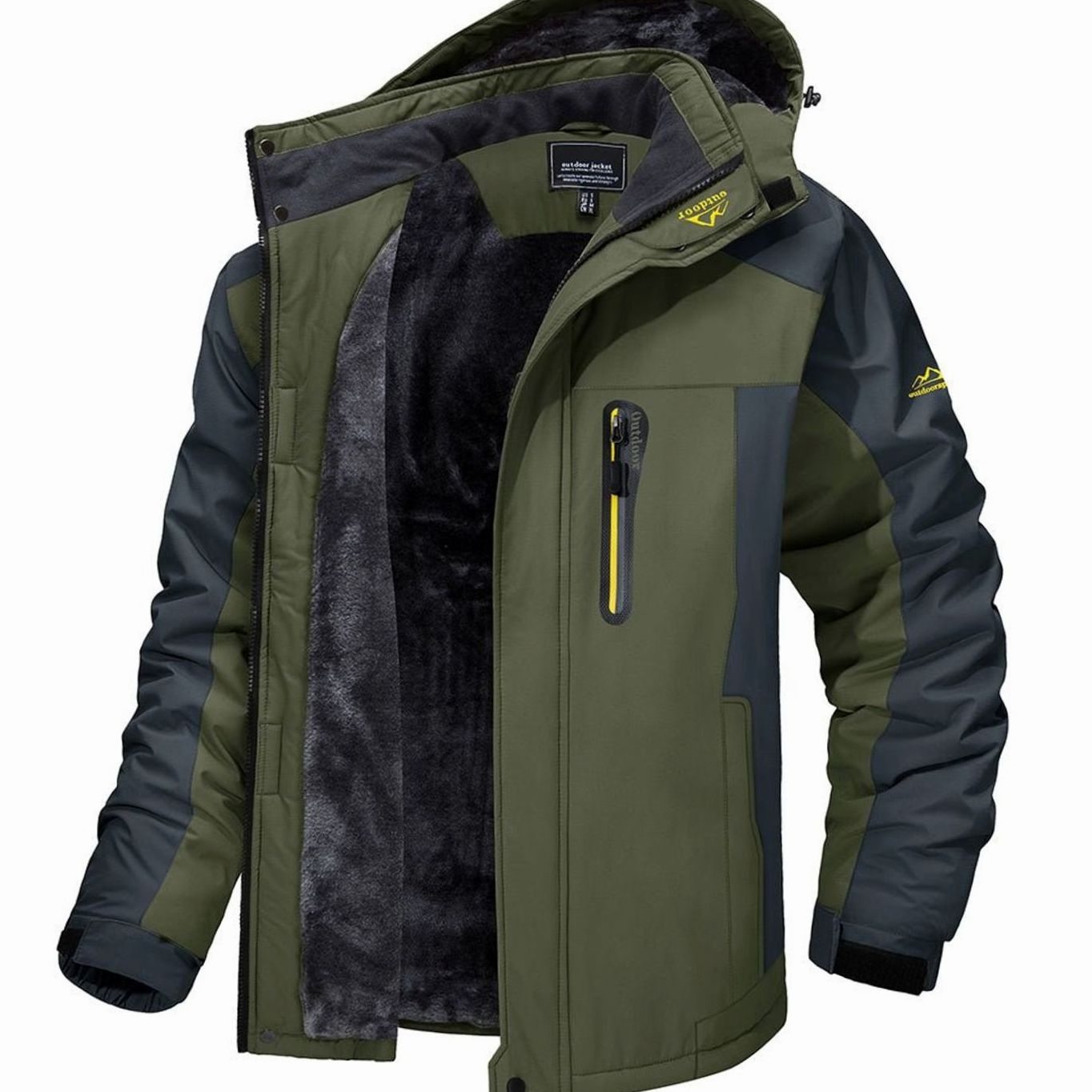 Julian | Herren Fleece-gefütterte Winterjacke mit Reißverschluss und Kapuze