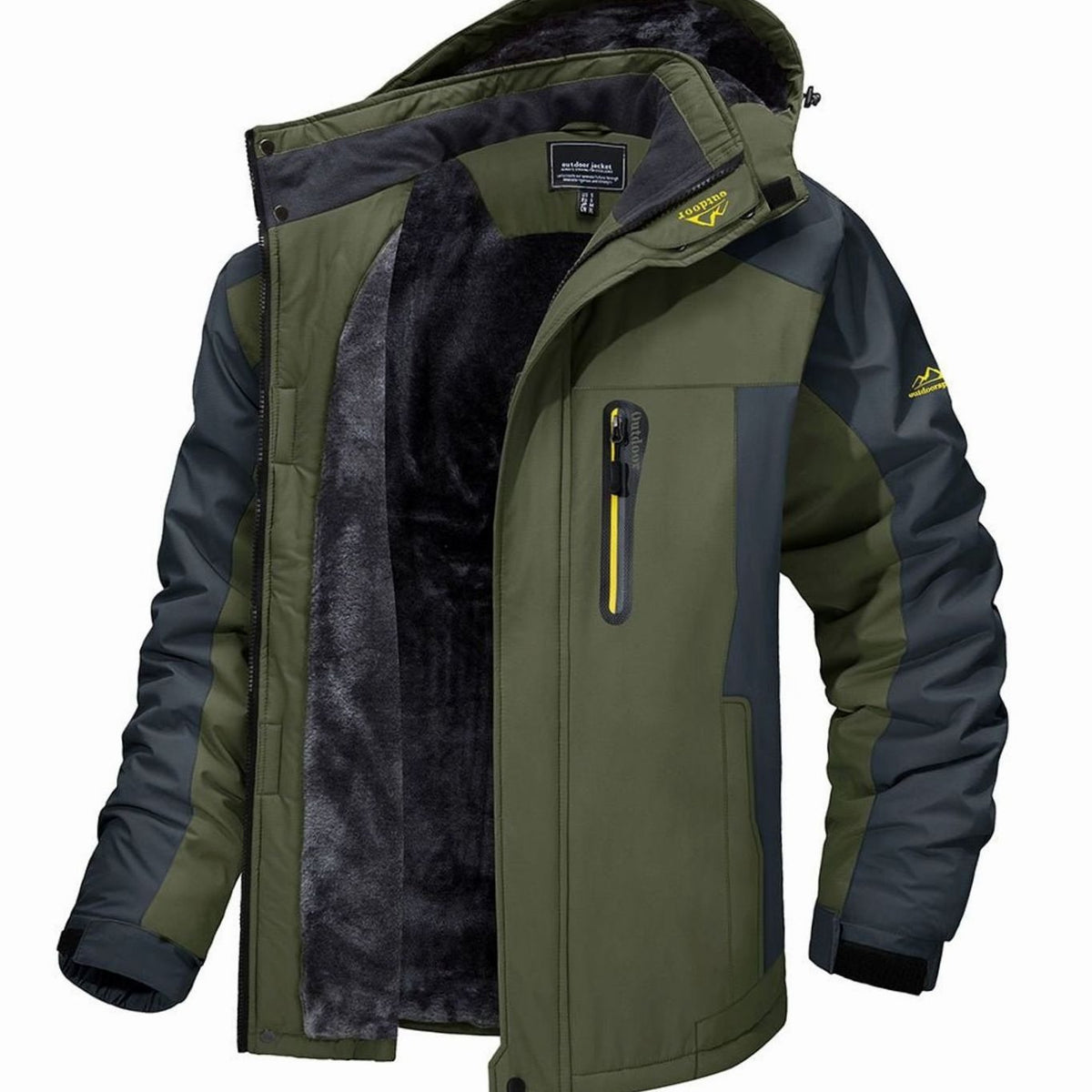 Julian | Herren Fleece-gefütterte Winterjacke mit Reißverschluss und Kapuze