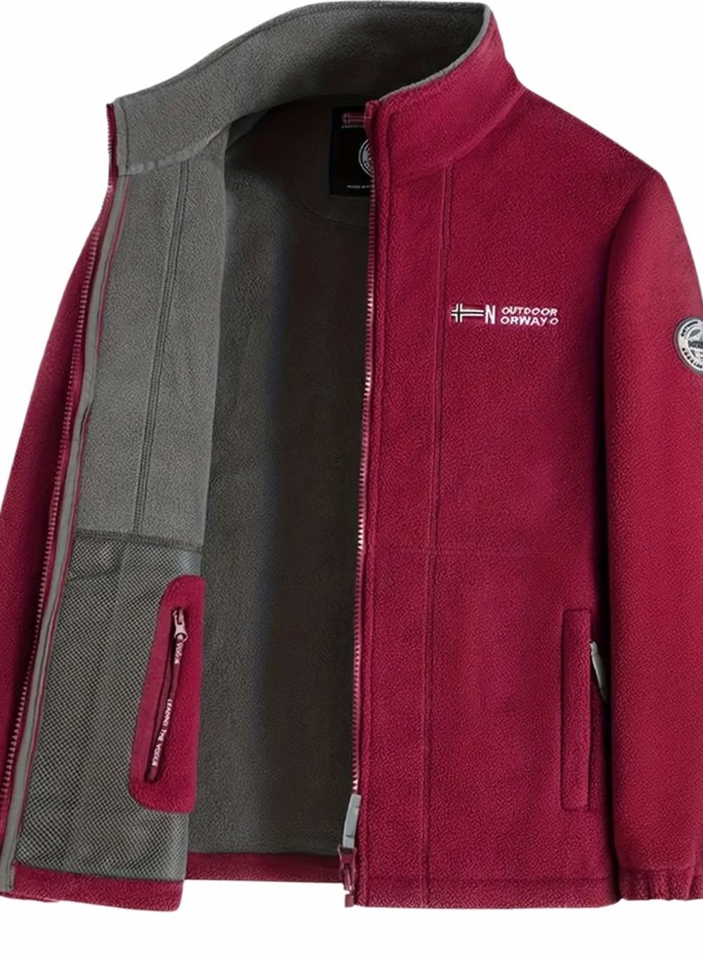 Andreas | Herren Fleece Outdoor-Jacke mit Reißverschluss Stehkragen Innenfutter