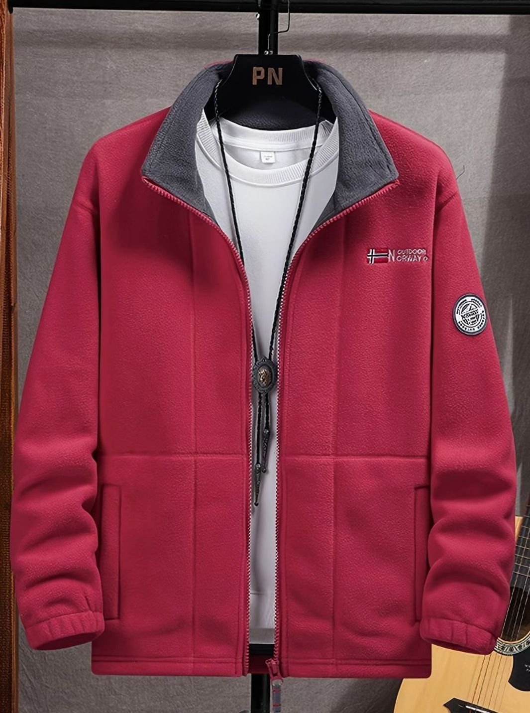 Andreas | Herren Fleece Outdoor-Jacke mit Reißverschluss Stehkragen Innenfutter