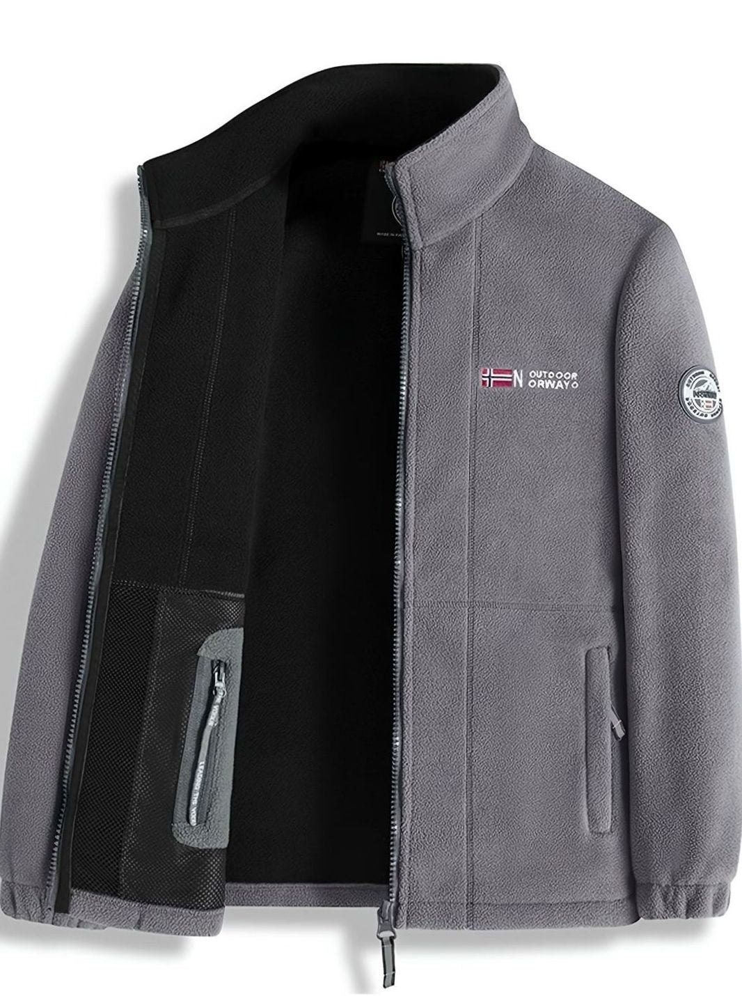 Andreas | Herren Fleece Outdoor-Jacke mit Reißverschluss Stehkragen Innenfutter