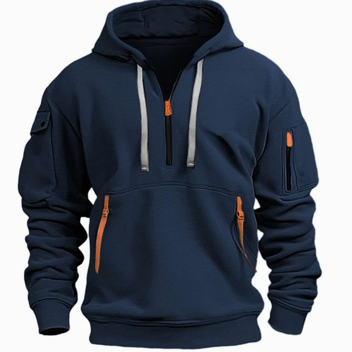 Maximilian | Herren Freizeit-Hoodie mit Reißverschluss-Taschen Viertelreißverschluss