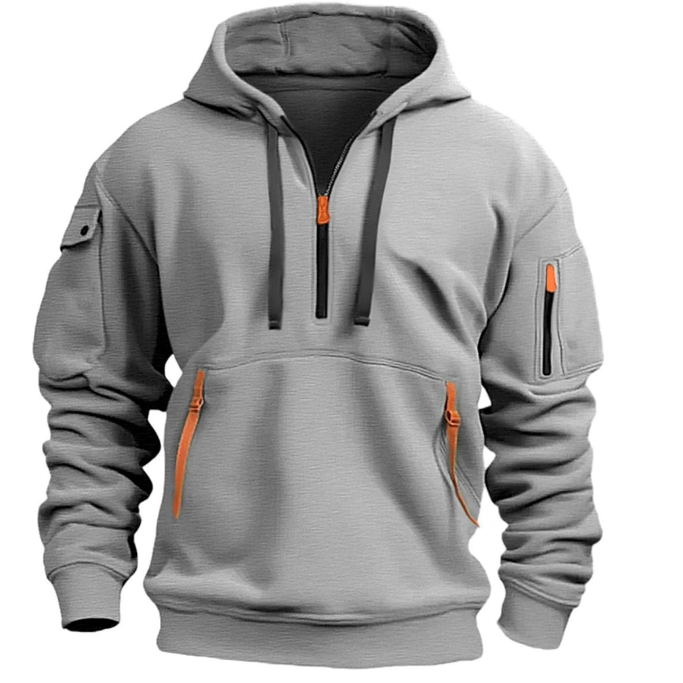 Maximilian | Herren Freizeit-Hoodie mit Reißverschluss-Taschen Viertelreißverschluss