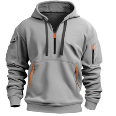 Maximilian | Herren Freizeit-Hoodie mit Reißverschluss-Taschen Viertelreißverschluss