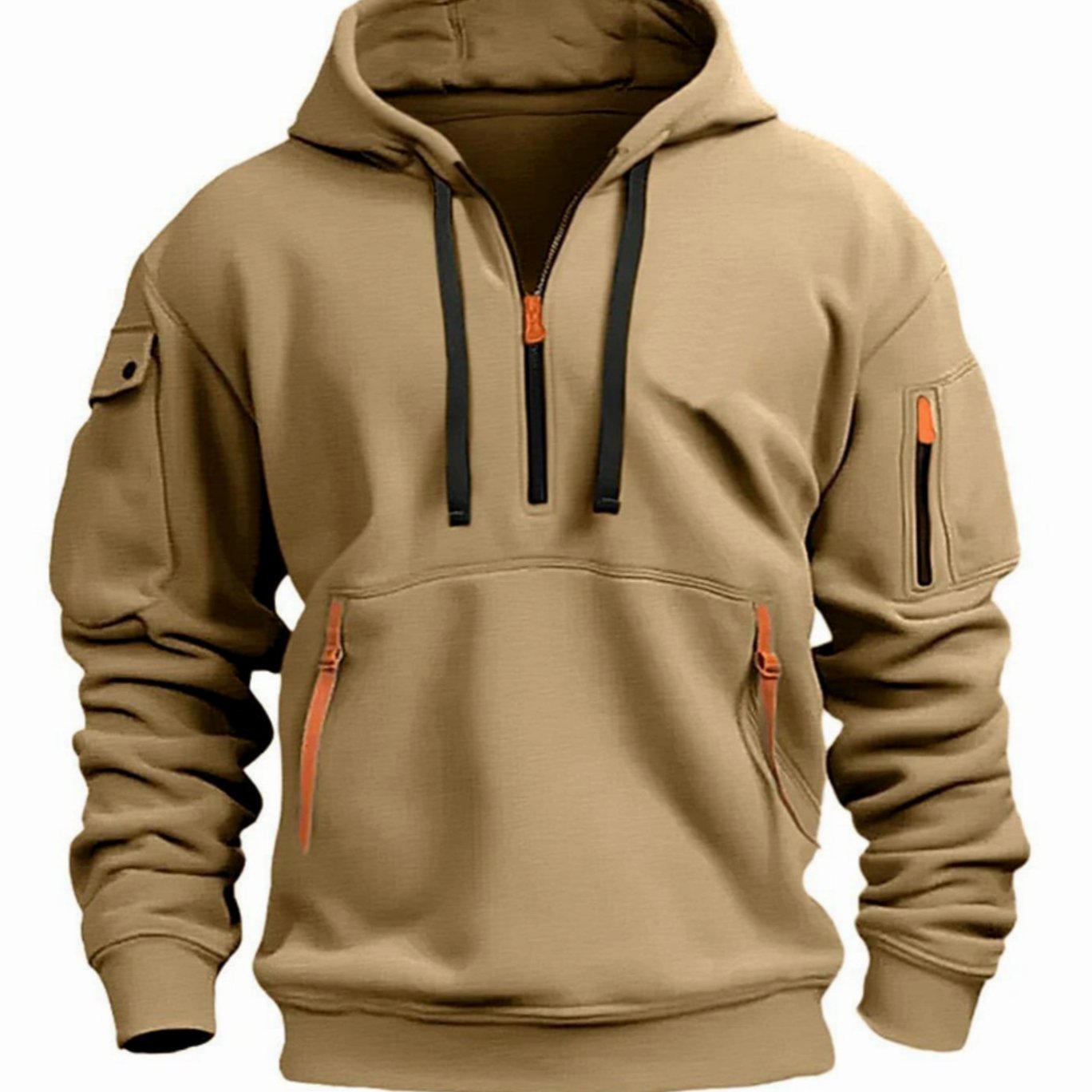 Maximilian | Herren Freizeit-Hoodie mit Reißverschluss-Taschen Viertelreißverschluss