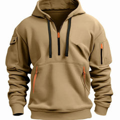 Maximilian | Herren Freizeit-Hoodie mit Reißverschluss-Taschen Viertelreißverschluss