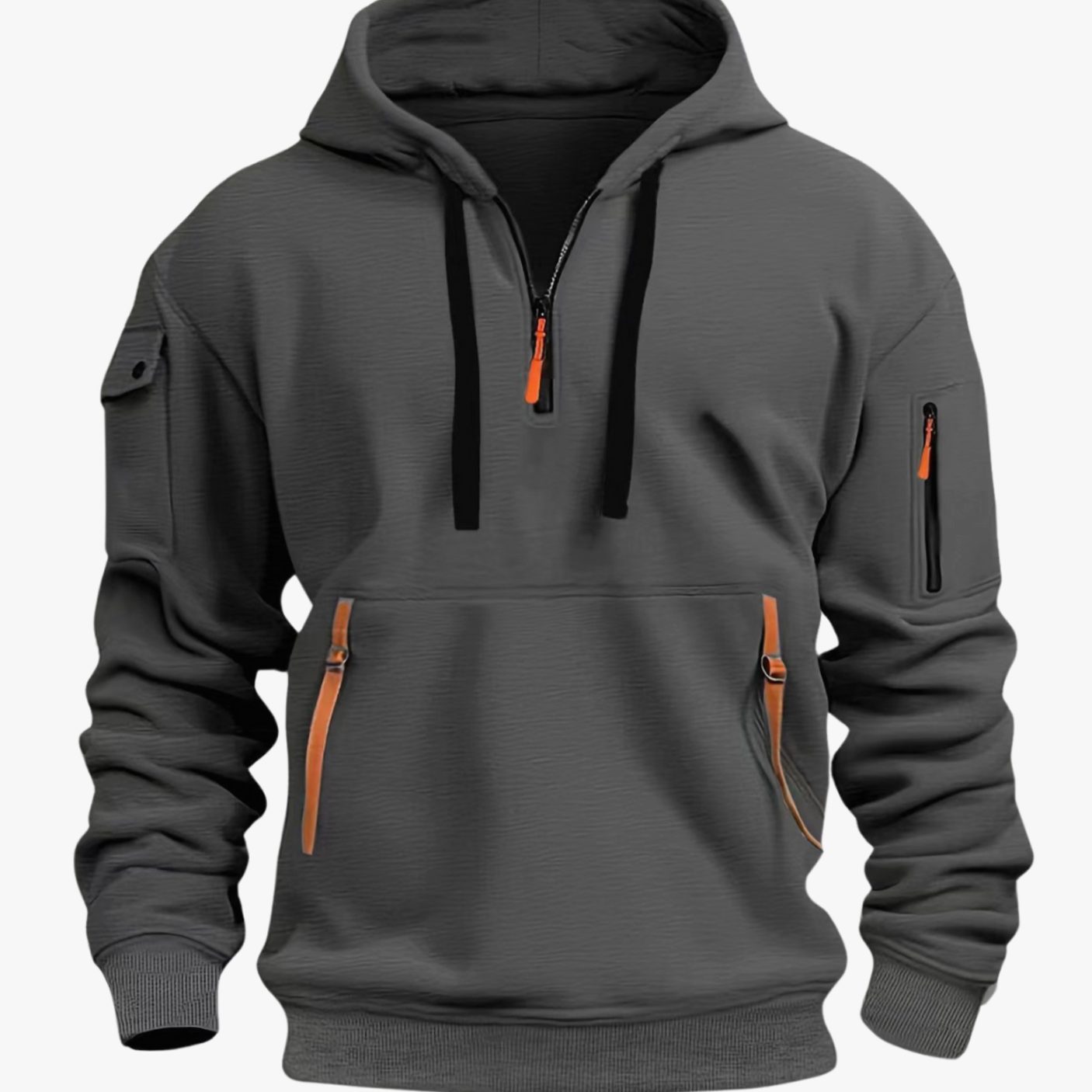 Maximilian | Herren Freizeit-Hoodie mit Reißverschluss-Taschen Viertelreißverschluss