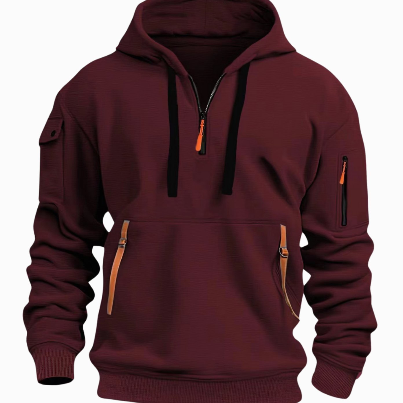 Maximilian | Herren Freizeit-Hoodie mit Reißverschluss-Taschen Viertelreißverschluss