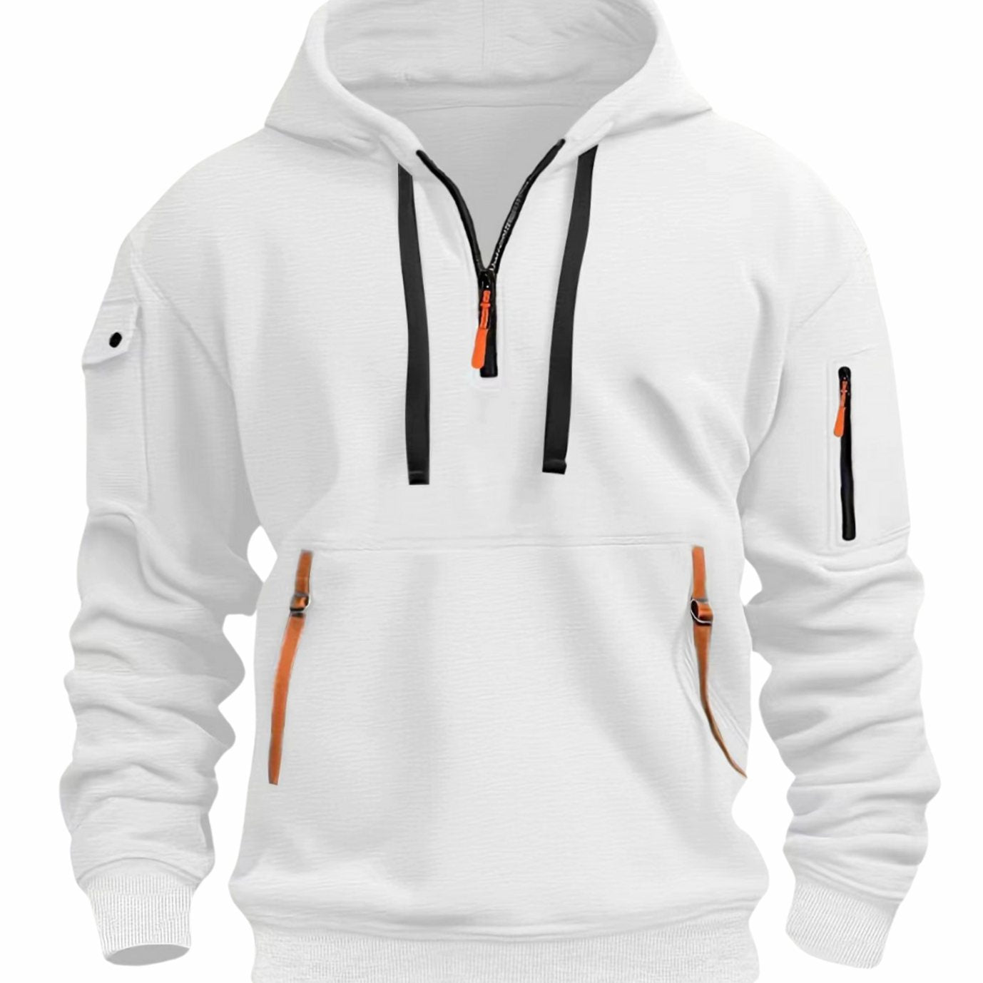 Maximilian | Herren Freizeit-Hoodie mit Reißverschluss-Taschen Viertelreißverschluss