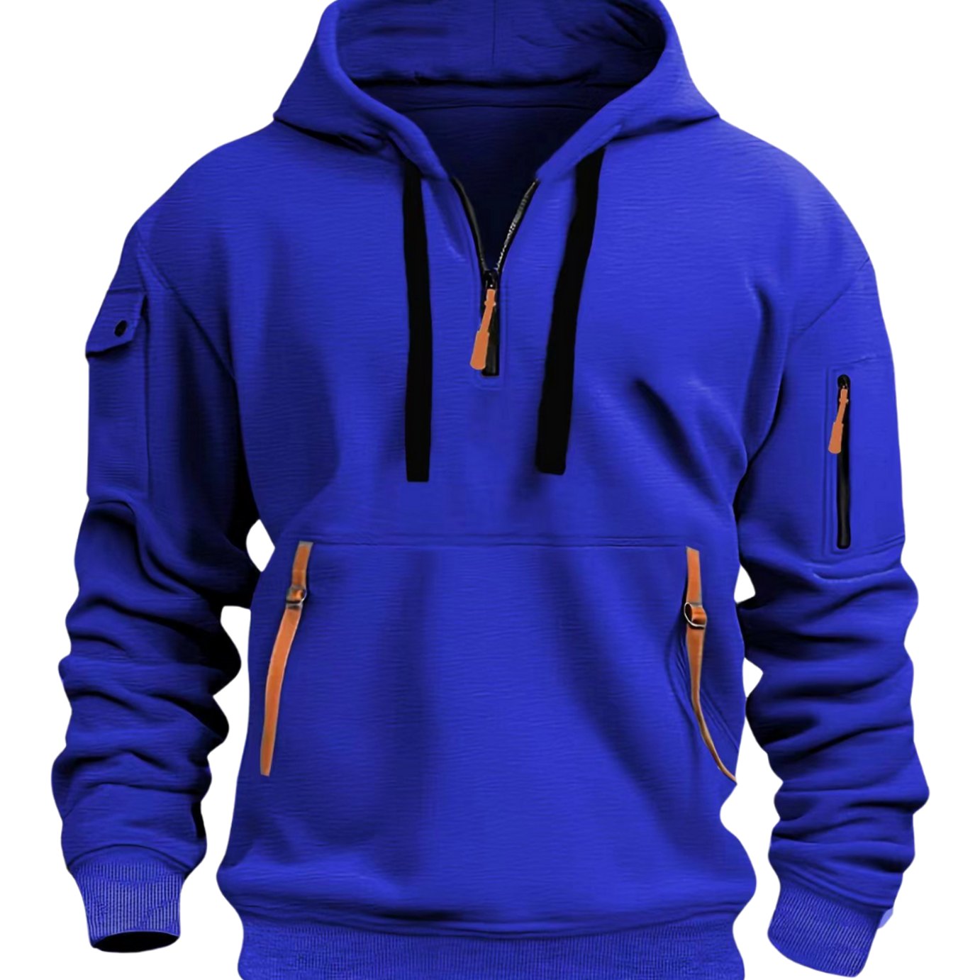 Maximilian | Herren Freizeit-Hoodie mit Reißverschluss-Taschen Viertelreißverschluss