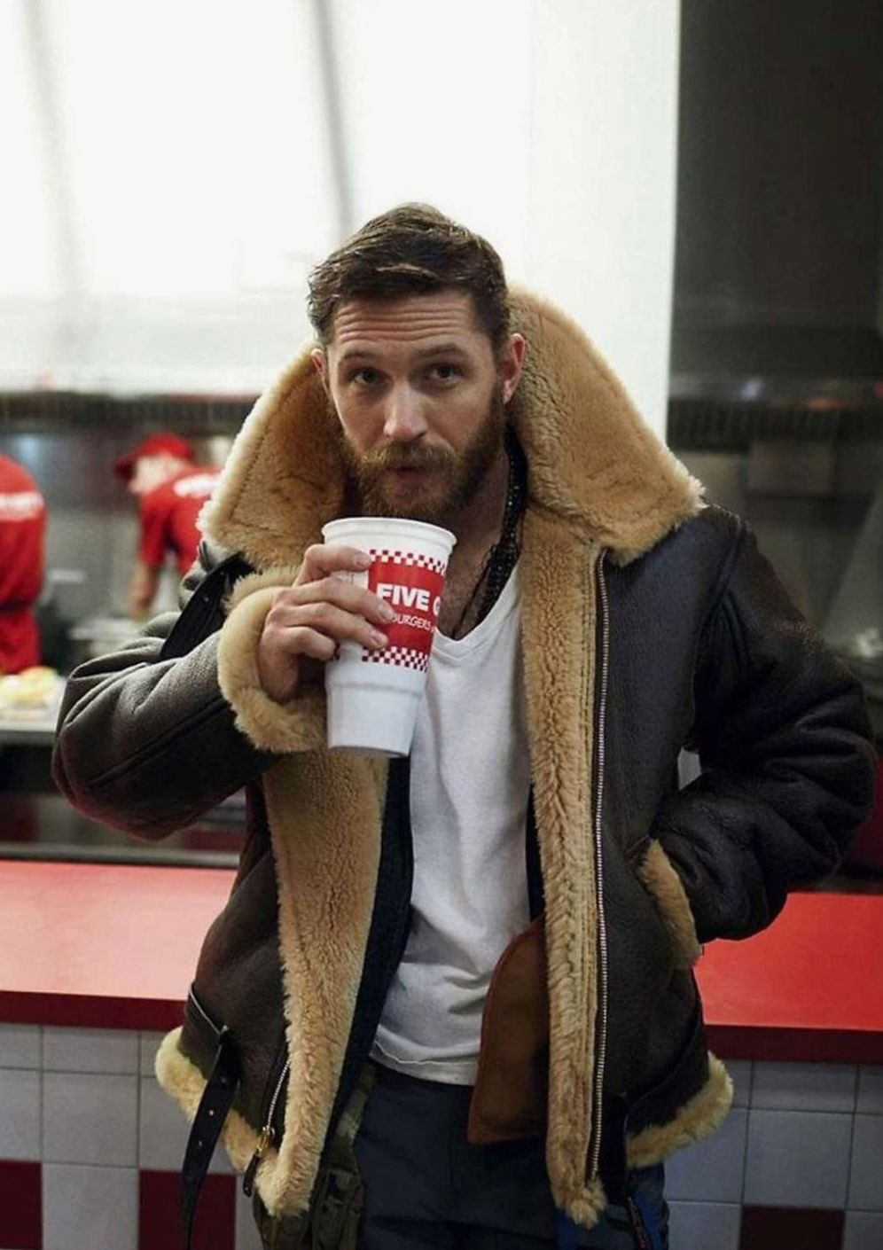 Maximilian | Herren Klassische Lammfell Fliegerjacke mit Reißverschluss