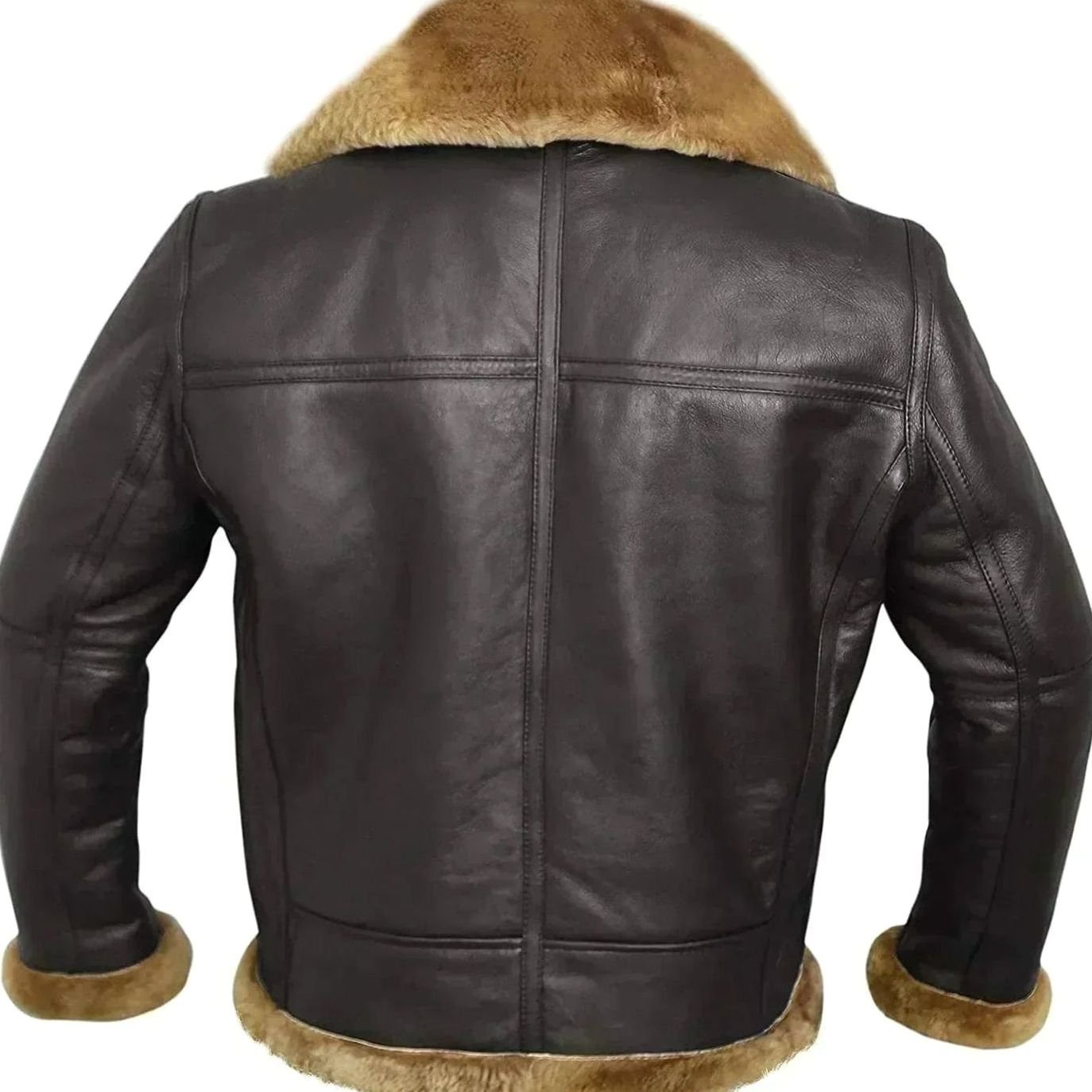 Maximilian | Herren Klassische Lammfell Fliegerjacke mit Reißverschluss