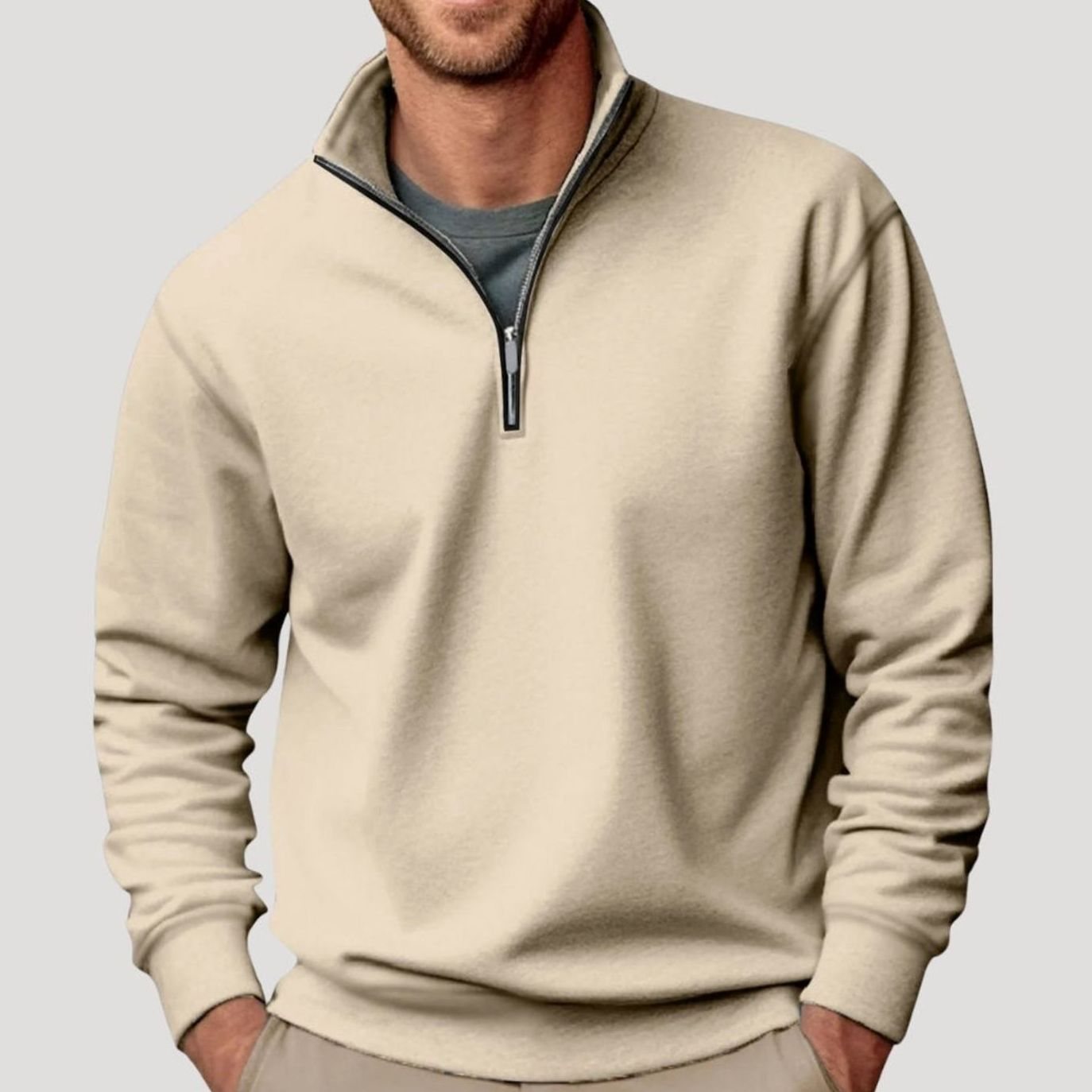 Dominik | Herren Pullover mit Viertelreißverschluss Lockere Passform Sweatshirt