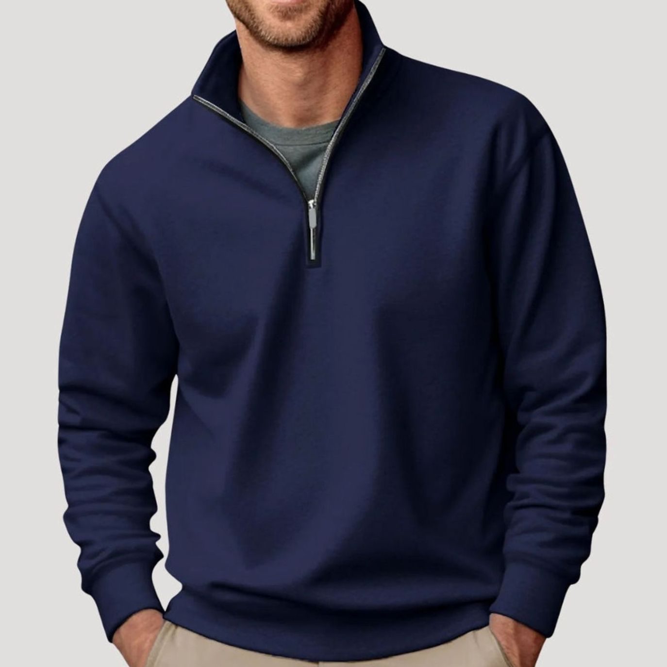 Dominik | Herren Pullover mit Viertelreißverschluss Lockere Passform Sweatshirt