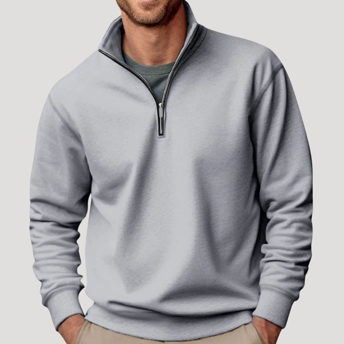 Dominik | Herren Pullover mit Viertelreißverschluss Lockere Passform Sweatshirt