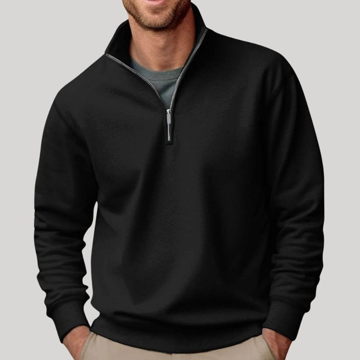 Dominik | Herren Pullover mit Viertelreißverschluss Lockere Passform Sweatshirt