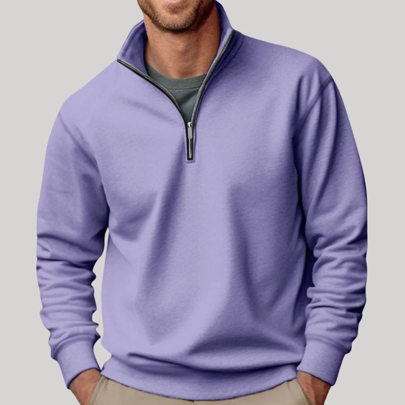 Dominik | Herren Pullover mit Viertelreißverschluss Lockere Passform Sweatshirt