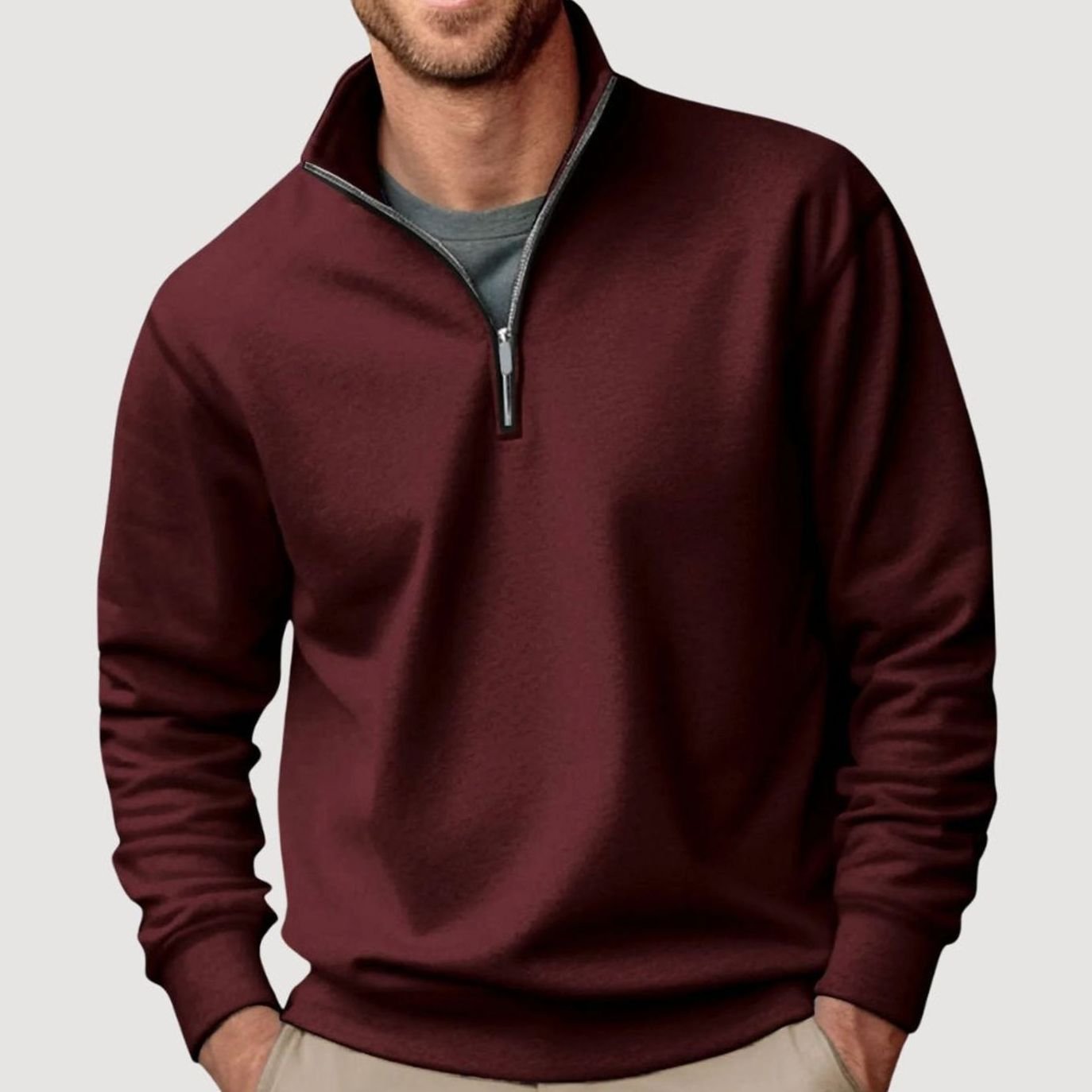 Dominik | Herren Pullover mit Viertelreißverschluss Lockere Passform Sweatshirt
