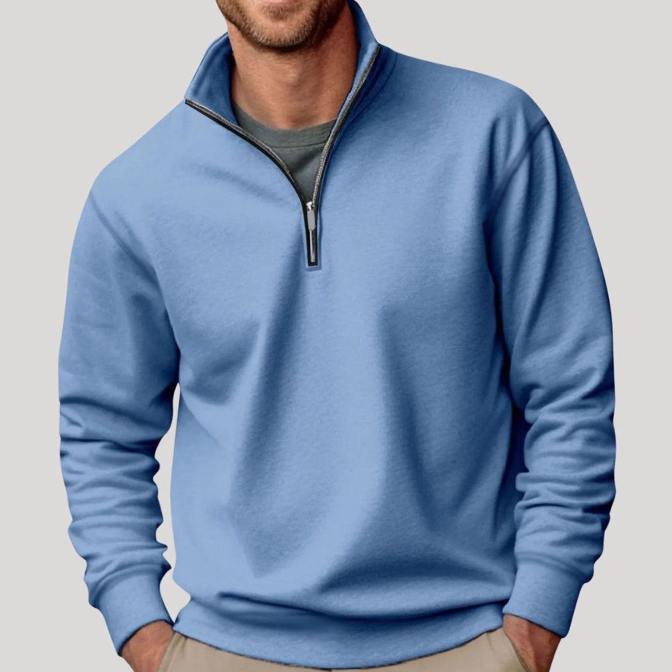 Dominik | Herren Pullover mit Viertelreißverschluss Lockere Passform Sweatshirt