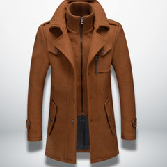 Leon | Herren Smart-Casual Wollmantel mit Knopfverschluss und Stehkragen