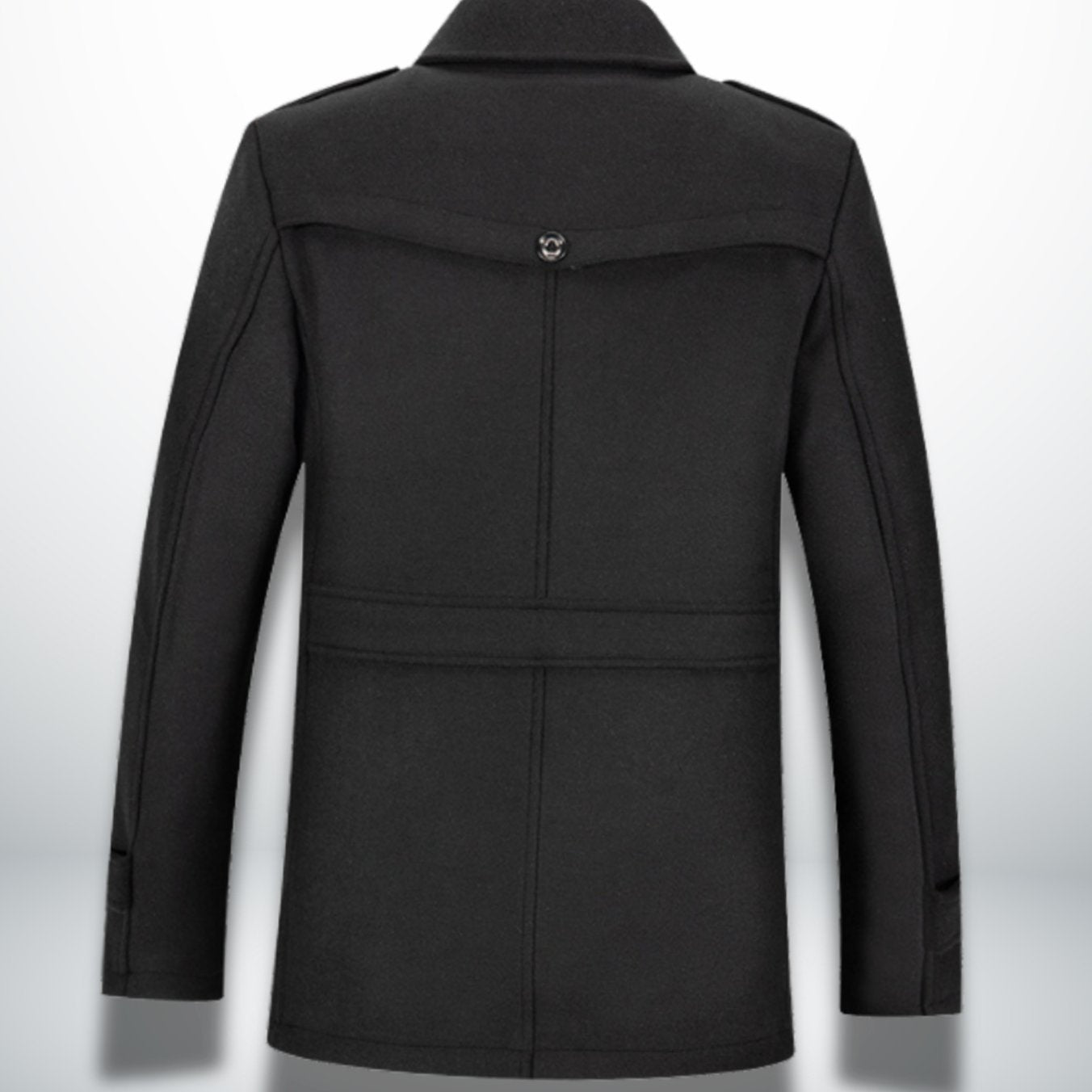Leon | Herren Smart-Casual Wollmantel mit Knopfverschluss und Stehkragen