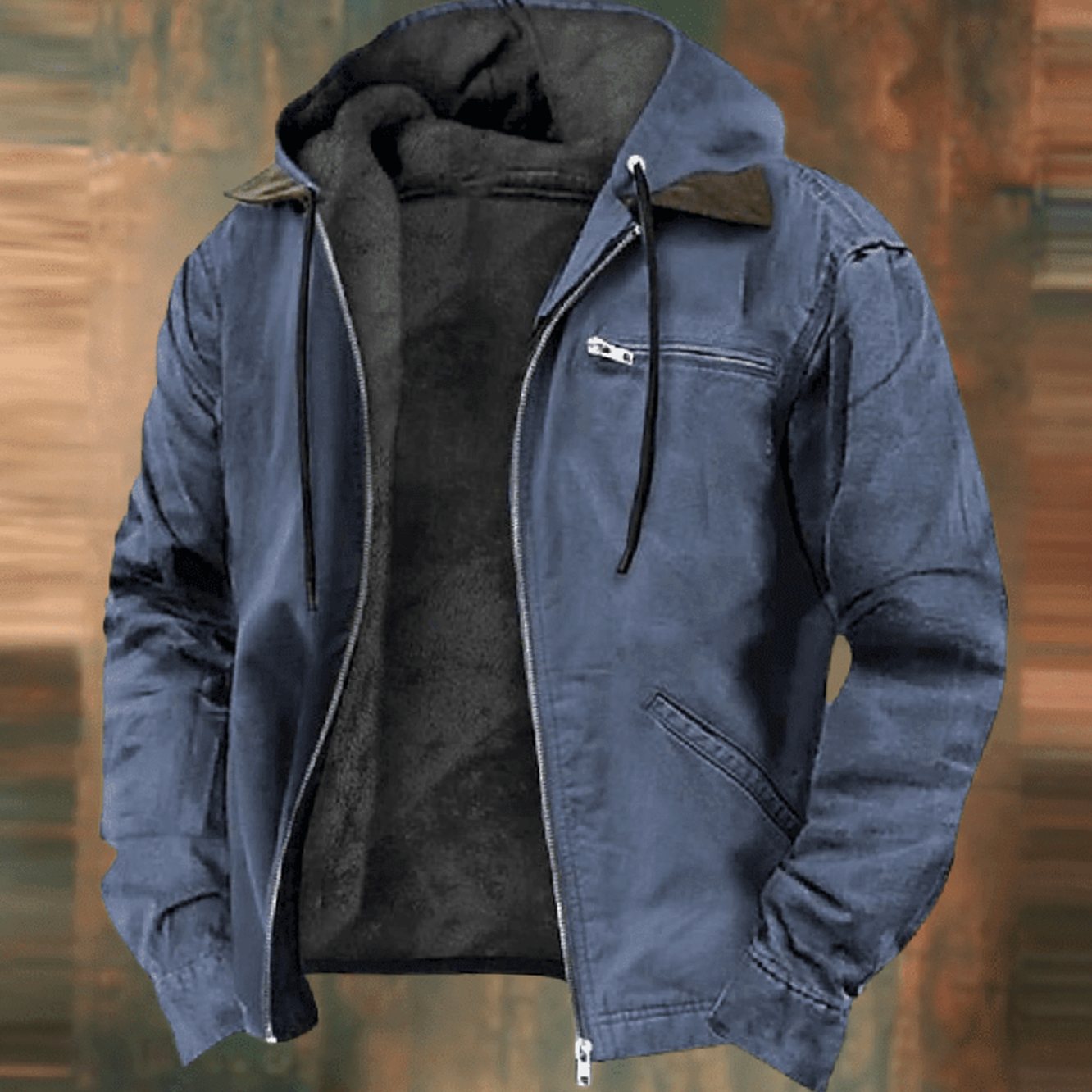 Fabian | Herren Vintage Winterjacke mit Kapuze und Reißverschluss Fleecefutter
