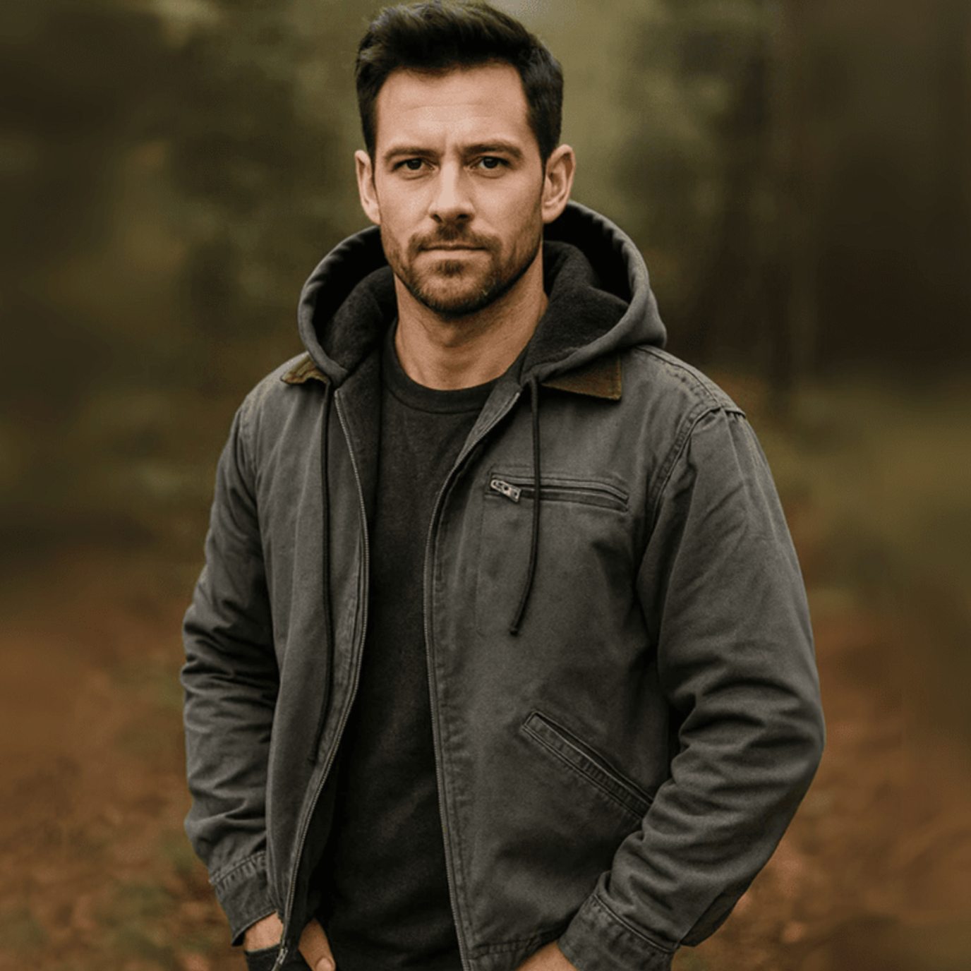 Fabian | Herren Vintage Winterjacke mit Kapuze und Reißverschluss Fleecefutter
