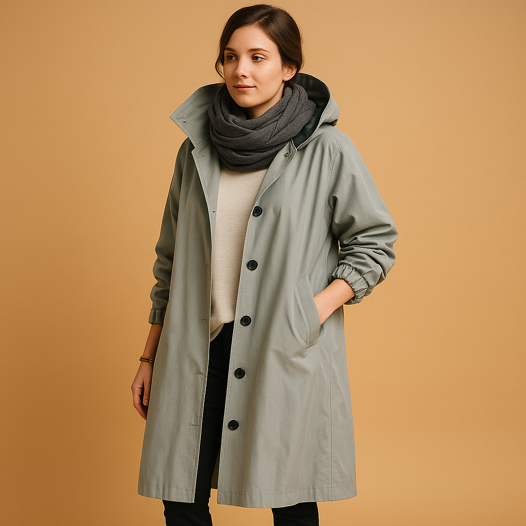 Lauren | Dames Lange Casual Jas met Knopen en Capuchon