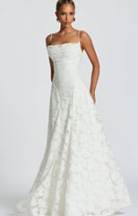 Julia | Maxi jurk dames A-lijn corsage 3D bloemenapplikaties
