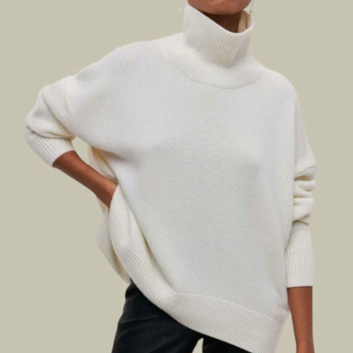 Elfriede | Rollkragenpullover für Damen Oversized Relaxed-Fit Strickpullover