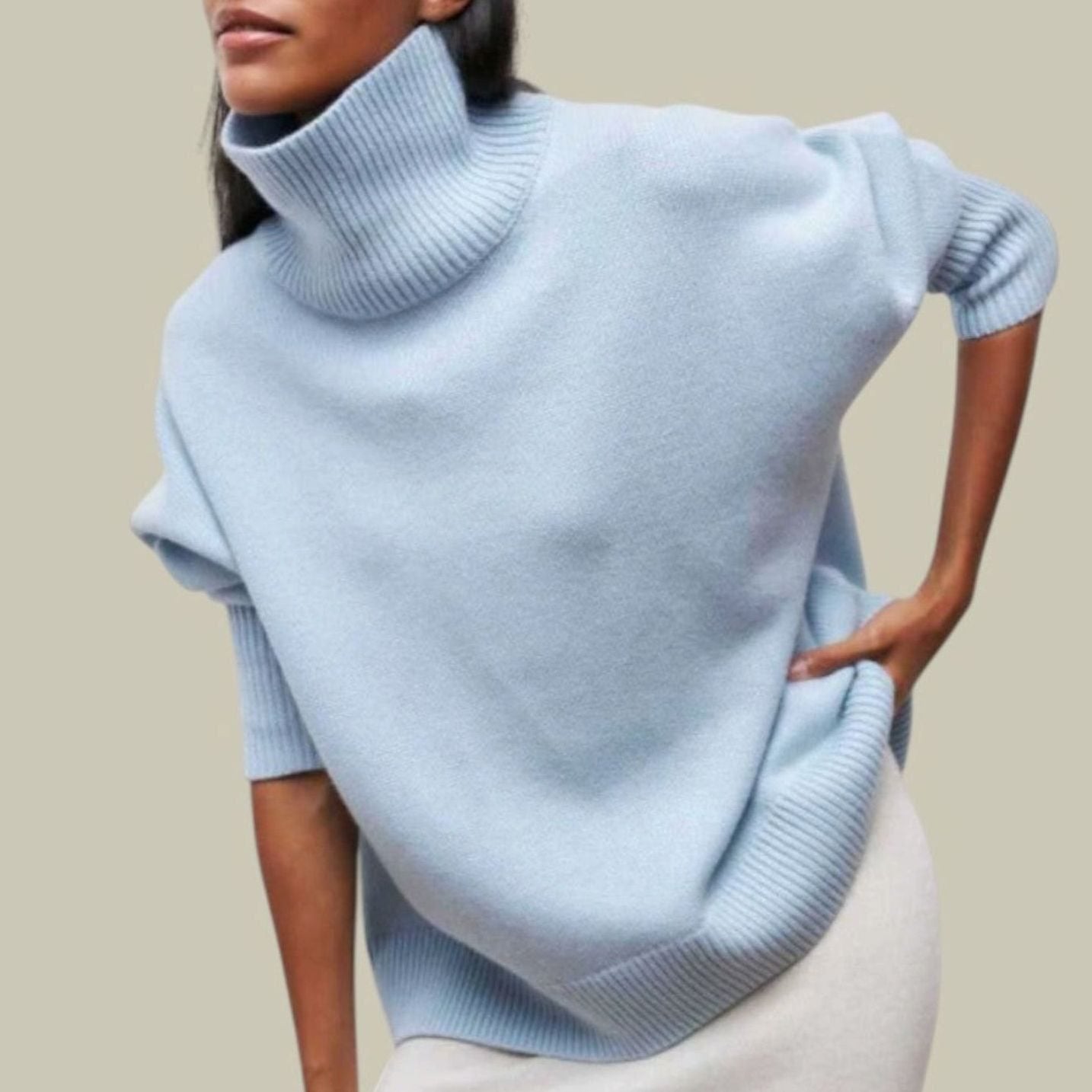 Elfriede | Rollkragenpullover für Damen Oversized Relaxed-Fit Strickpullover