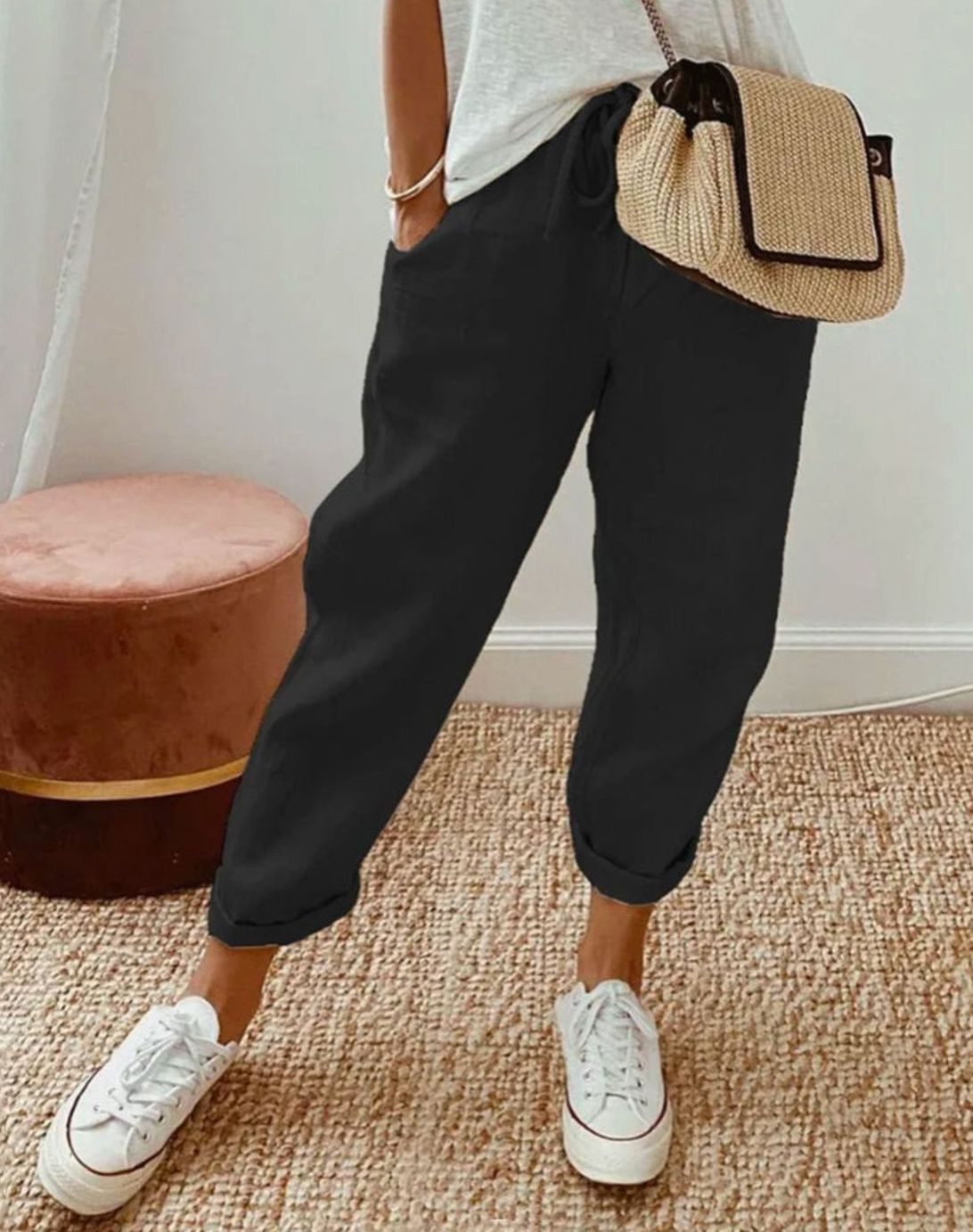 Hannah | Stilvolle Freizeit-Leinenhose Damen Kordelzug Locker Geschnitten