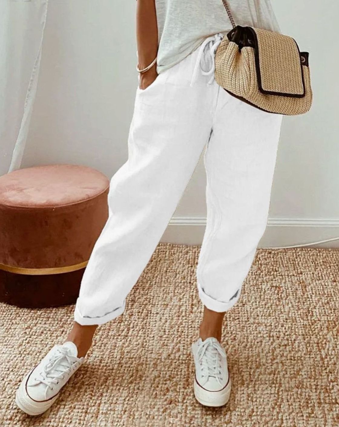 Hannah | Stilvolle Freizeit-Leinenhose Damen Kordelzug Locker Geschnitten