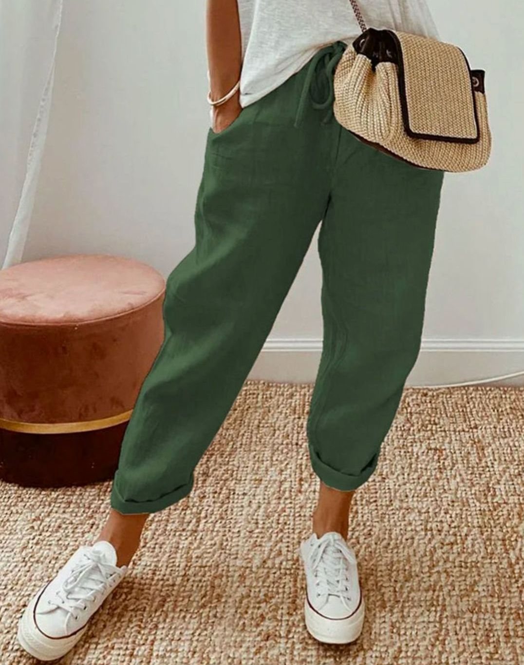 Hannah | Stilvolle Freizeit-Leinenhose Damen Kordelzug Locker Geschnitten