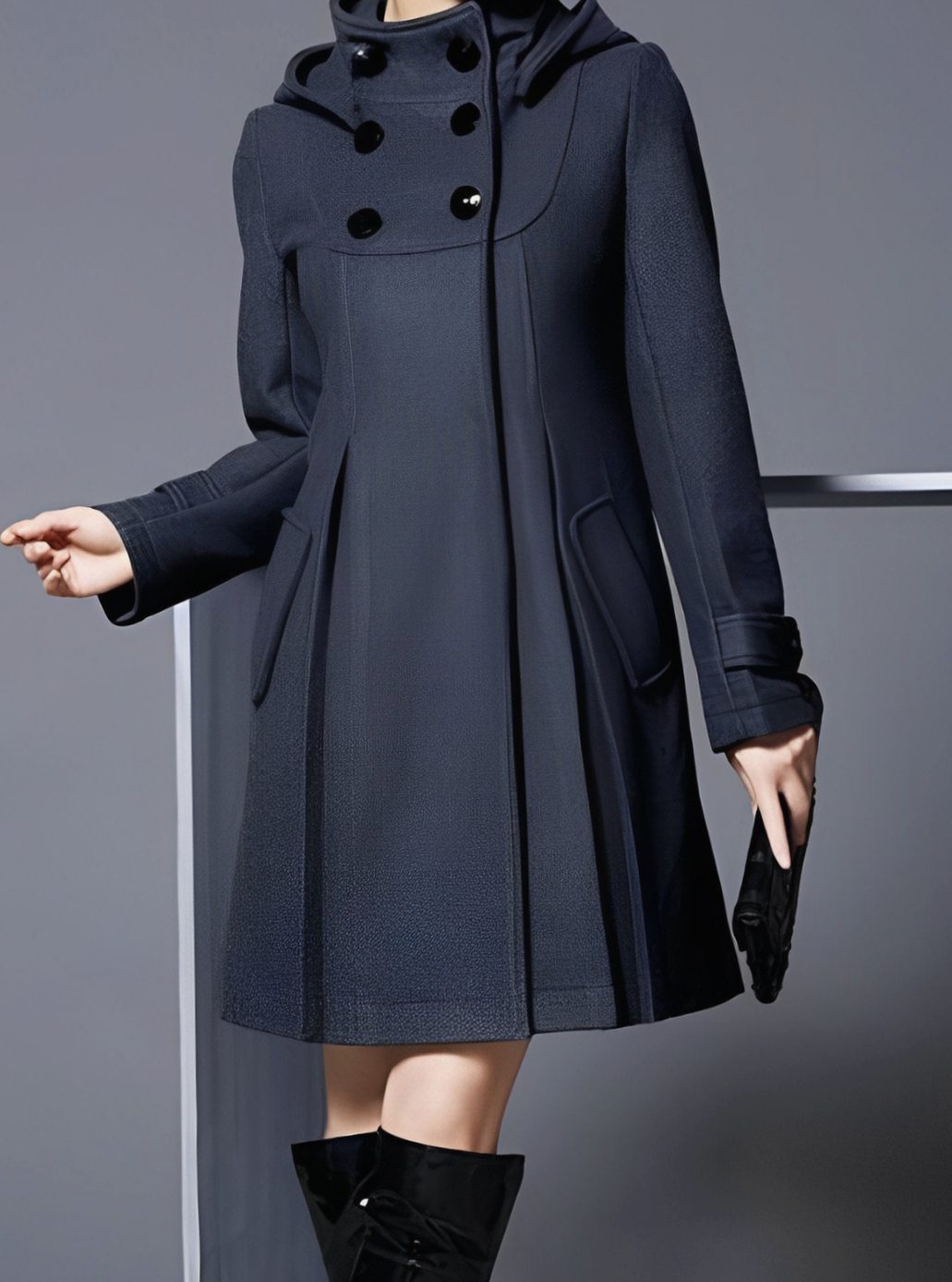 Femke | Trenchcoat Dames A-Lijn Dubbelrijige Knopen Capuchon Winterjas