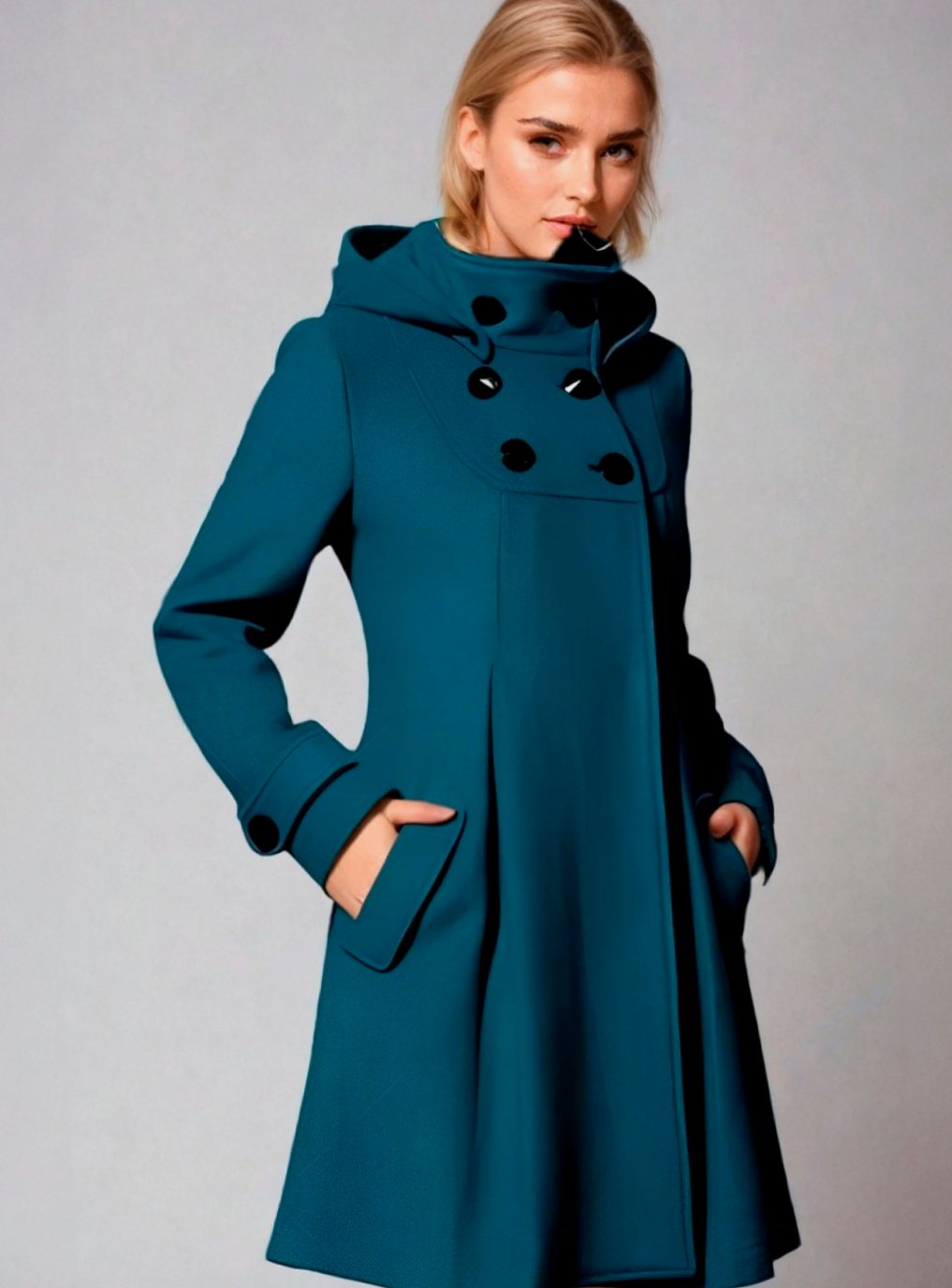 Femke | Trenchcoat Dames A-Lijn Dubbelrijige Knopen Capuchon Winterjas