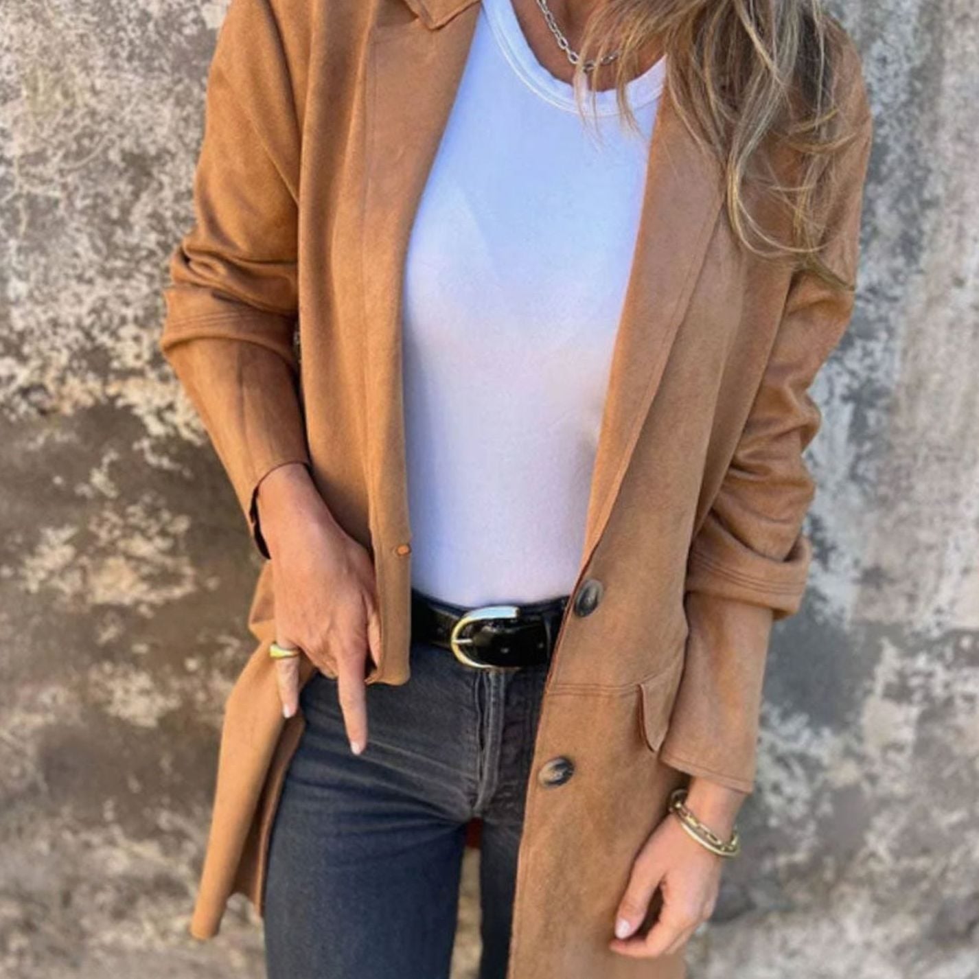 Anna | Trenchcoat Dames Elegante Lange Blazerjas met Reverskraag
