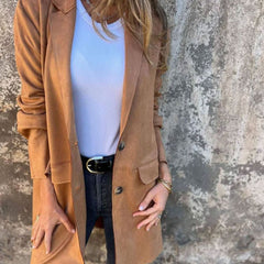 Anna | Trenchcoat Dames Elegante Lange Blazerjas met Reverskraag