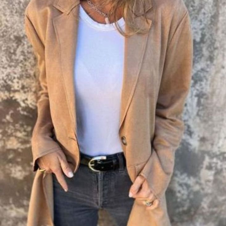 Anna | Trenchcoat Dames Elegante Lange Blazerjas met Reverskraag